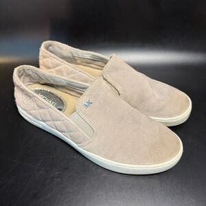 MICHAEL Michael Kors Womens Slip On Sneakers Quilted Suede Beige Shoes Size 9M